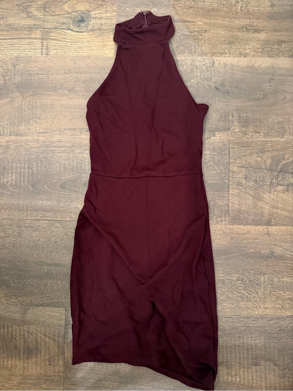 Forever 21 Women’s S Burgundy Mock Neck Sleeveless Mini Dress Back Zip
